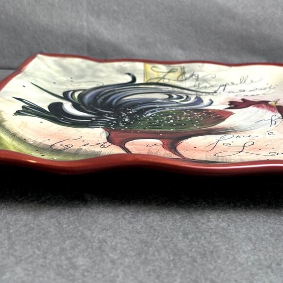 Susan Wignet Rooster Farmhouse Kitchen Serving Ceramic Party Platter 13" - Picture 2 of 4